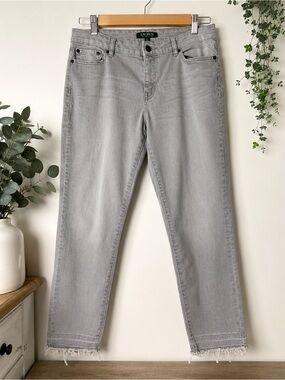 Lauren Ralph Lauren Grey Cropped Skinny Jeans Raw Hem Size 14